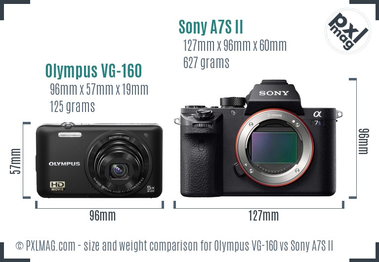 Olympus VG-160 vs Sony A7S II size comparison Olympus VG-160 vs Sony A7S II size comparison