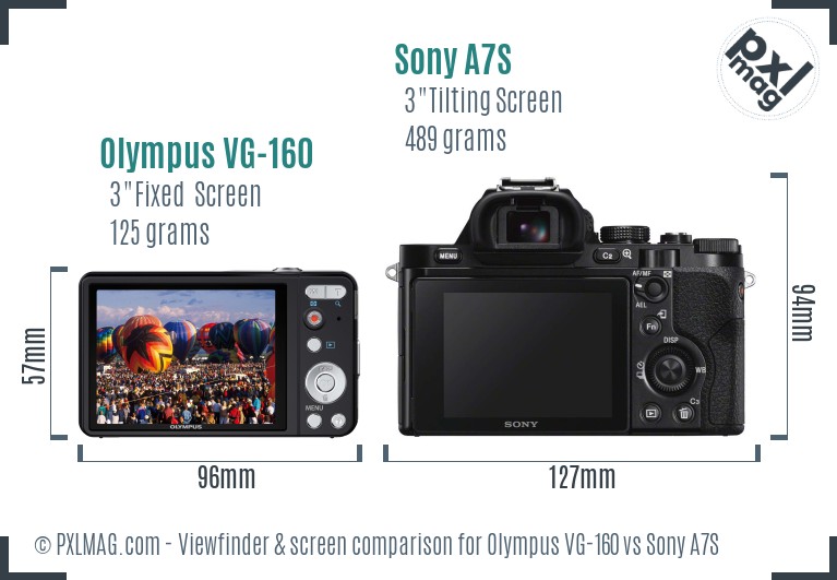 Olympus VG-160 vs Sony A7S Screen and Viewfinder comparison