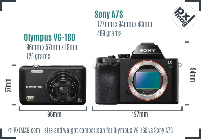 Olympus VG-160 vs Sony A7S size comparison