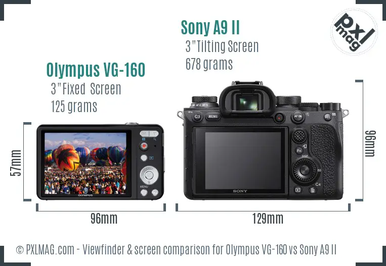 Olympus VG-160 vs Sony A9 II Screen and Viewfinder comparison
