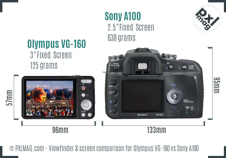 Olympus VG-160 vs Sony A100 Screen and Viewfinder comparison