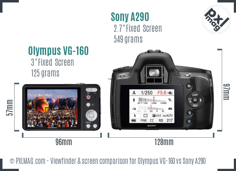 Olympus VG-160 vs Sony A290 Screen and Viewfinder comparison
