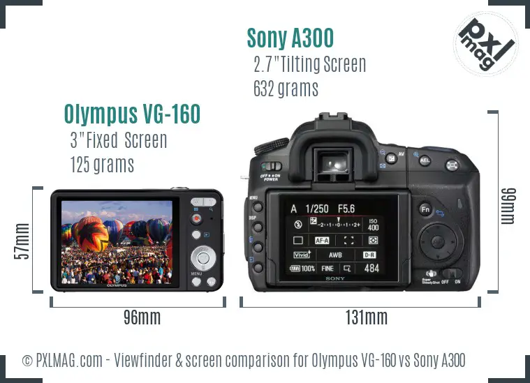 Olympus VG-160 vs Sony A300 Screen and Viewfinder comparison