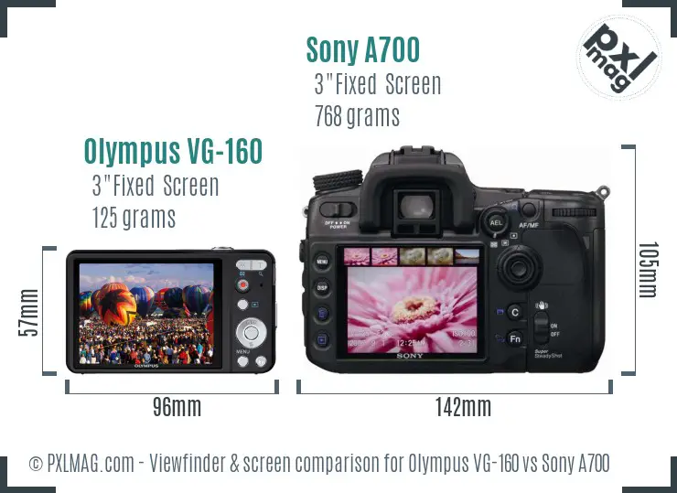 Olympus VG-160 vs Sony A700 Screen and Viewfinder comparison