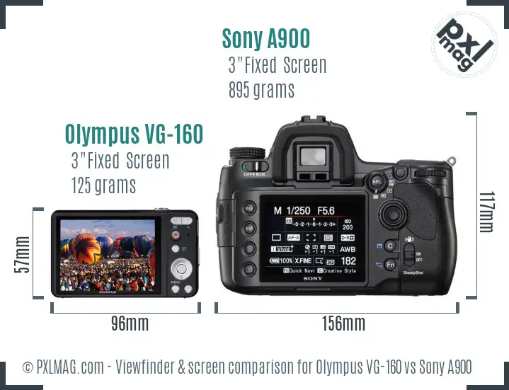 Olympus VG-160 vs Sony A900 Screen and Viewfinder comparison