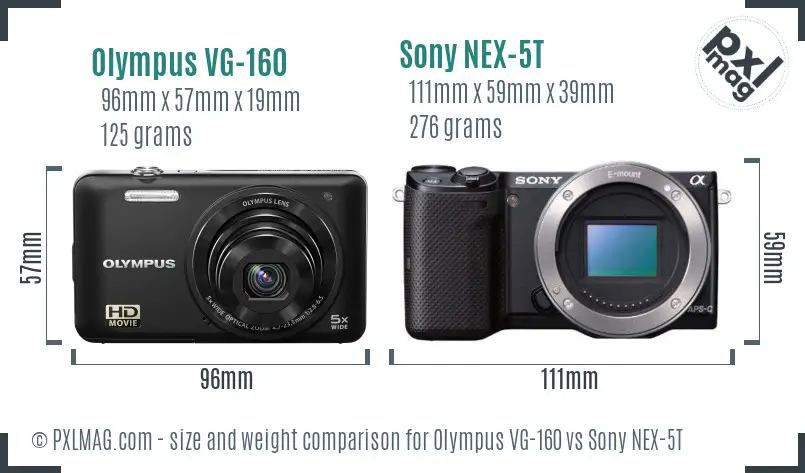 Olympus VG-160 vs Sony NEX-5T size comparison