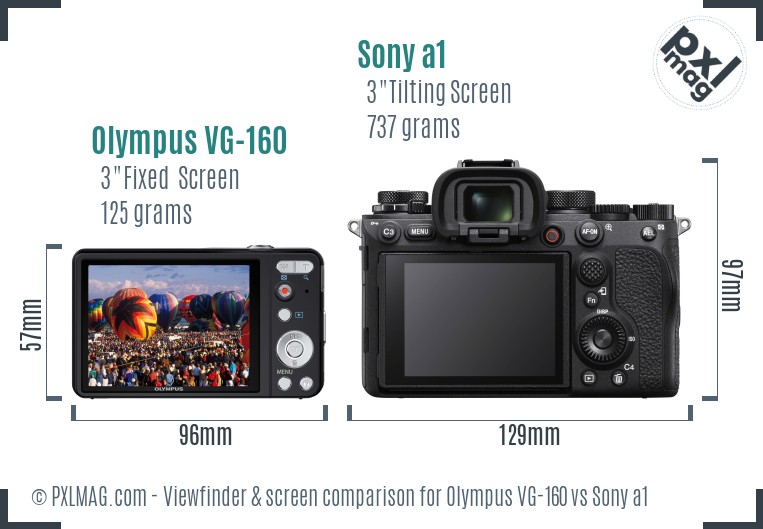 Olympus VG-160 vs Sony a1 Screen and Viewfinder comparison
