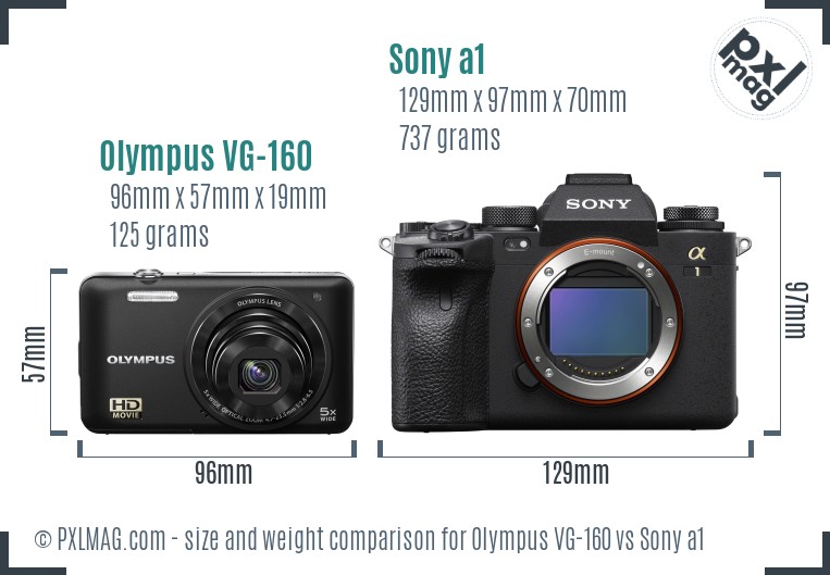 Olympus VG-160 vs Sony a1 size comparison Olympus VG-160 vs Sony a1 size comparison
