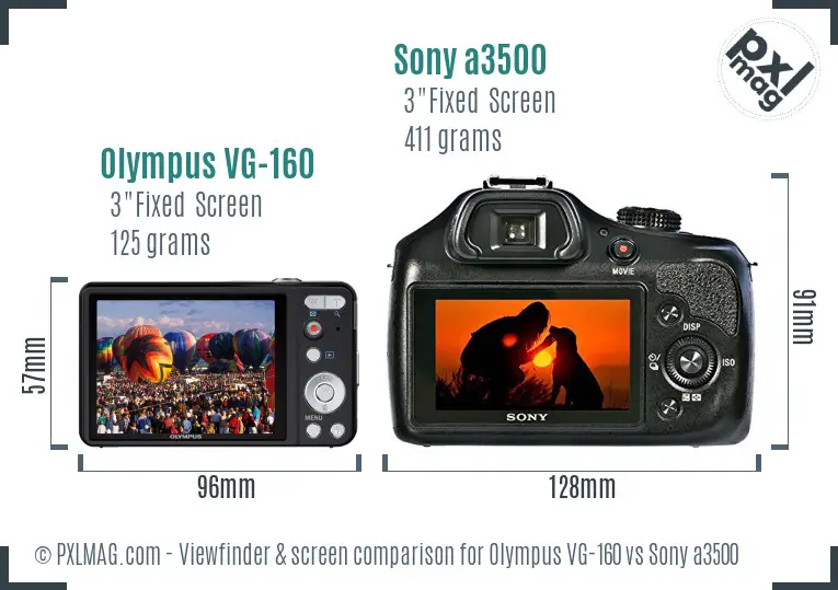 Olympus VG-160 vs Sony a3500 Screen and Viewfinder comparison