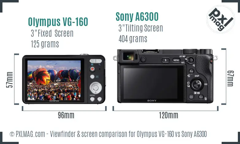 Olympus VG-160 vs Sony A6300 Screen and Viewfinder comparison