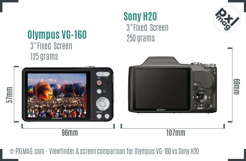 Olympus VG-160 vs Sony H20 Screen and Viewfinder comparison