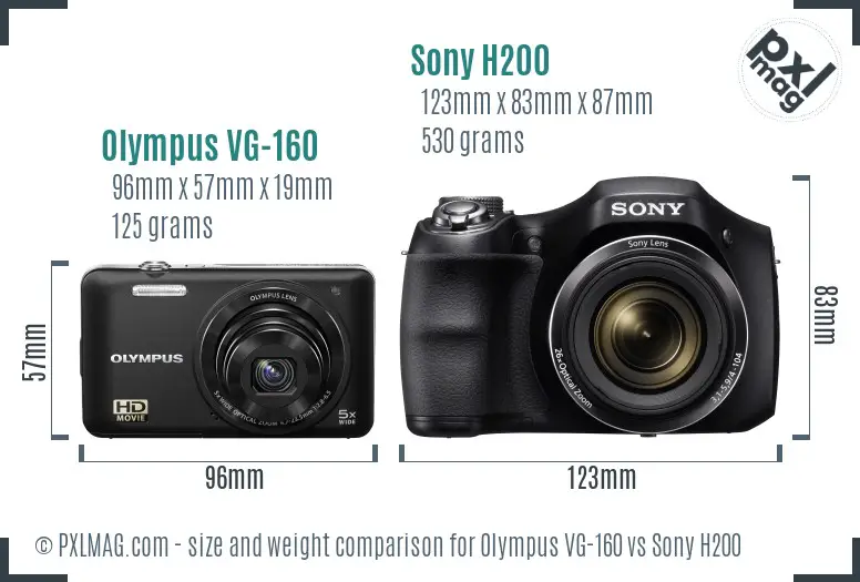 Olympus VG-160 vs Sony H200 size comparison