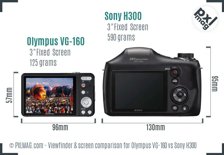 Olympus VG-160 vs Sony H300 Screen and Viewfinder comparison