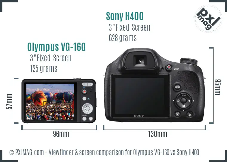 Olympus VG-160 vs Sony H400 Screen and Viewfinder comparison