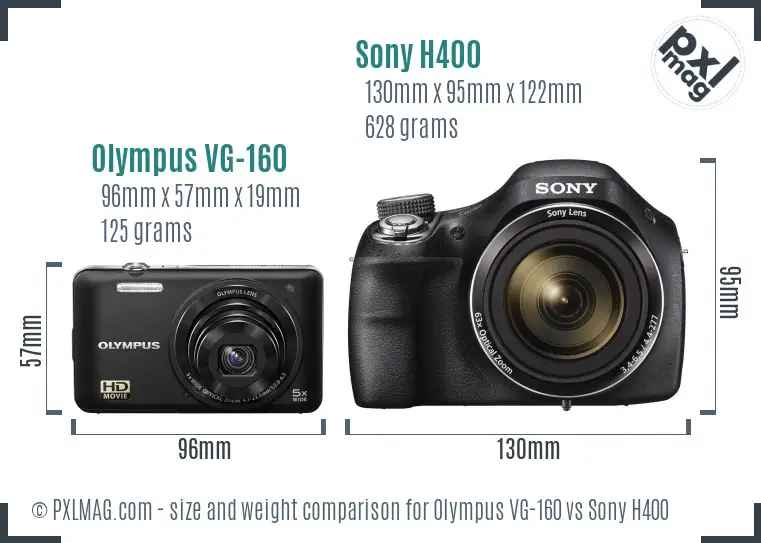 Olympus VG-160 vs Sony H400 size comparison