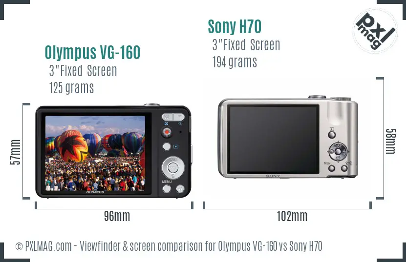 Olympus VG-160 vs Sony H70 Screen and Viewfinder comparison