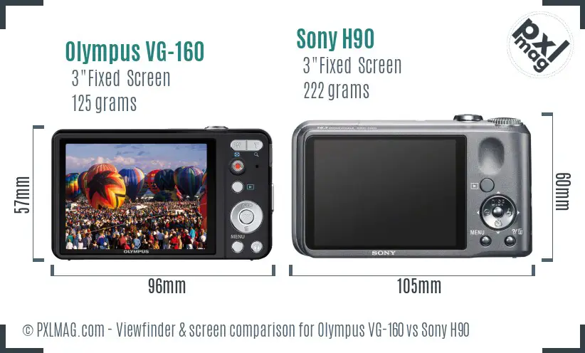 Olympus VG-160 vs Sony H90 Screen and Viewfinder comparison