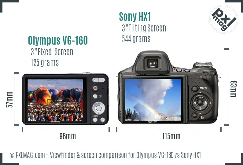 Olympus VG-160 vs Sony HX1 Screen and Viewfinder comparison