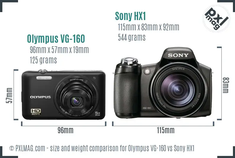 Olympus VG-160 vs Sony HX1 size comparison