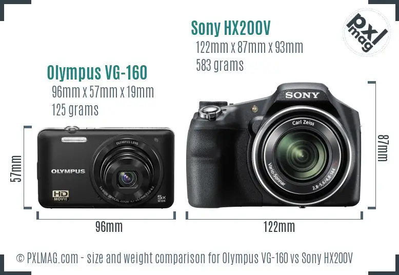 Olympus VG-160 vs Sony HX200V size comparison