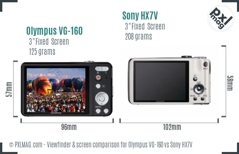 Olympus VG-160 vs Sony HX7V Screen and Viewfinder comparison