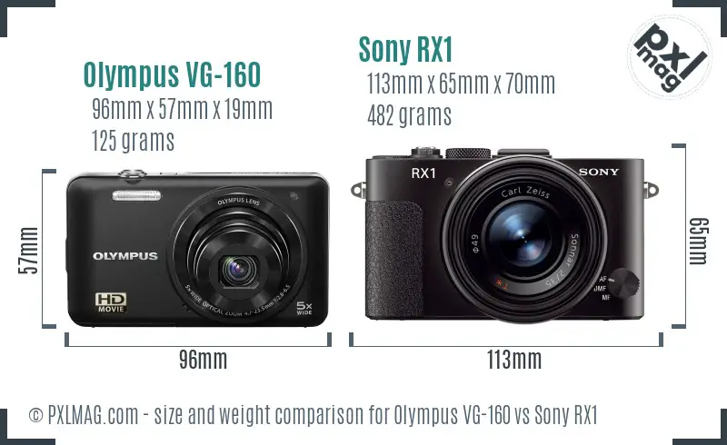 Olympus VG-160 vs Sony RX1 size comparison