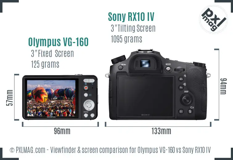 Olympus VG-160 vs Sony RX10 IV Screen and Viewfinder comparison
