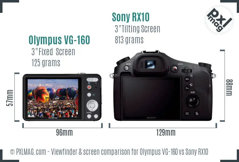 Olympus VG-160 vs Sony RX10 Screen and Viewfinder comparison