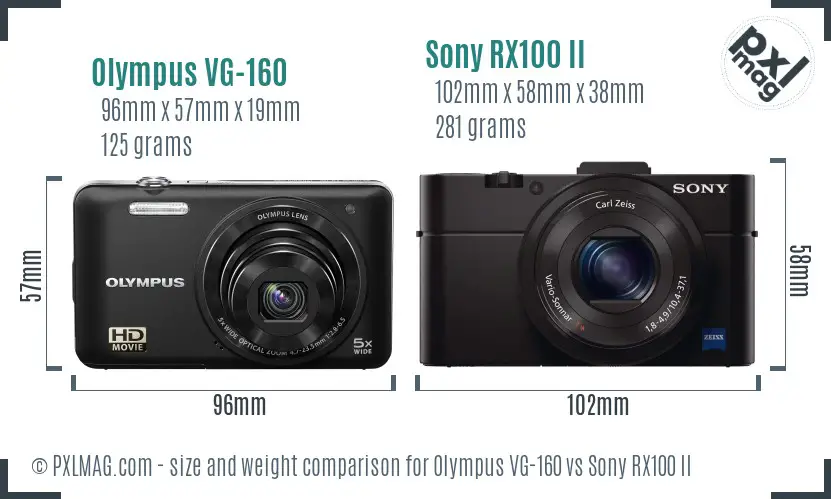 Olympus VG-160 vs Sony RX100 II size comparison