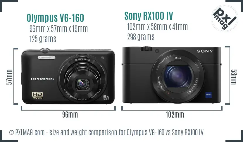 Olympus VG-160 vs Sony RX100 IV size comparison