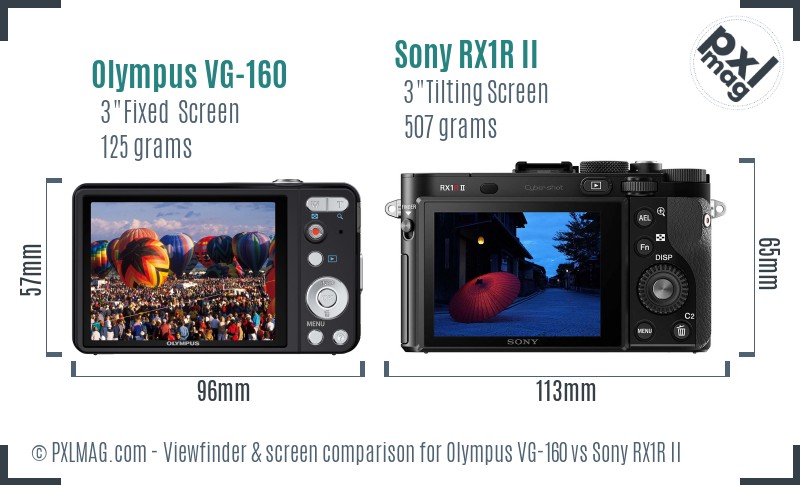 Olympus VG-160 vs Sony RX1R II Screen and Viewfinder comparison