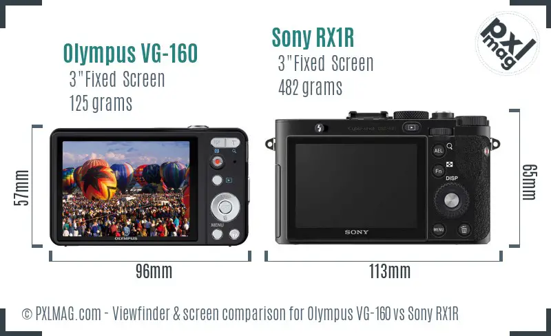 Olympus VG-160 vs Sony RX1R Screen and Viewfinder comparison