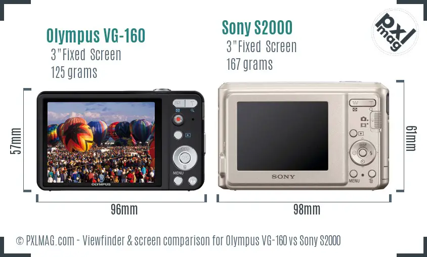 Olympus VG-160 vs Sony S2000 Screen and Viewfinder comparison