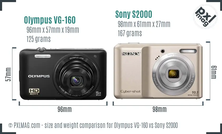 Olympus VG-160 vs Sony S2000 size comparison