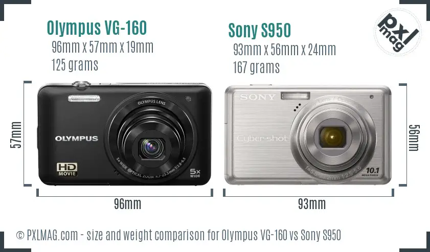 Olympus VG-160 vs Sony S950 size comparison
