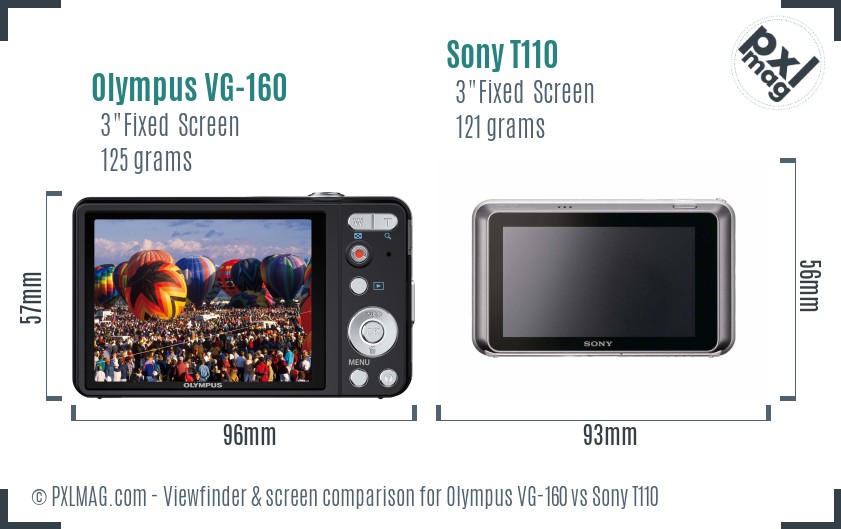 Olympus VG-160 vs Sony T110 Screen and Viewfinder comparison