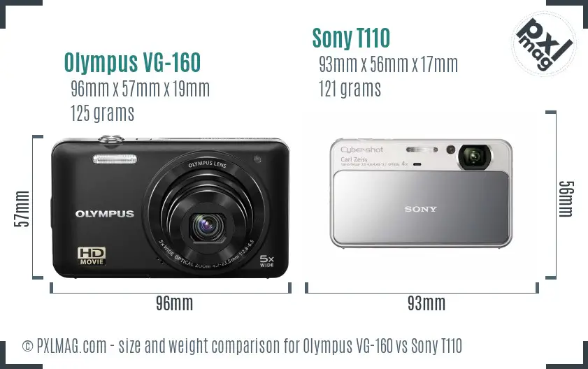 Olympus VG-160 vs Sony T110 size comparison