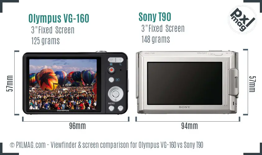 Olympus VG-160 vs Sony T90 Screen and Viewfinder comparison