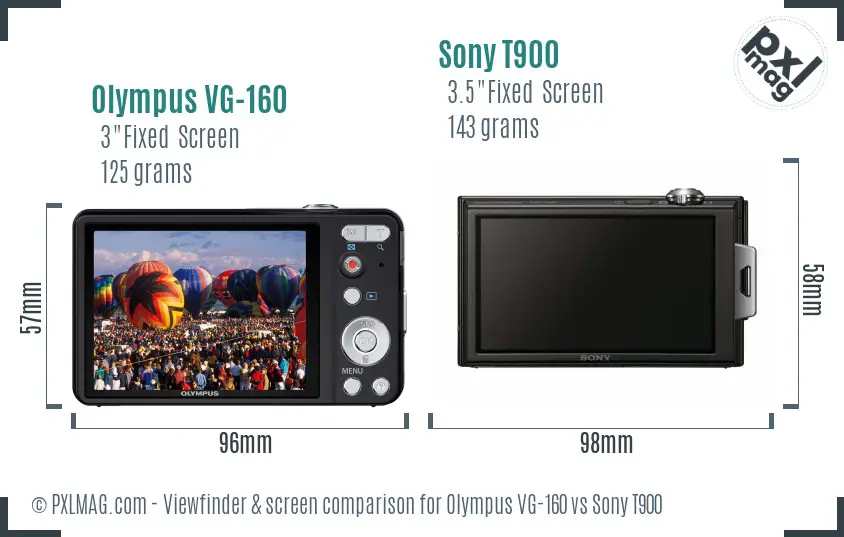 Olympus VG-160 vs Sony T900 Screen and Viewfinder comparison