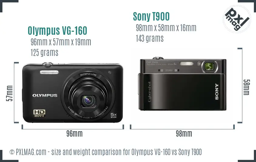 Olympus VG-160 vs Sony T900 size comparison