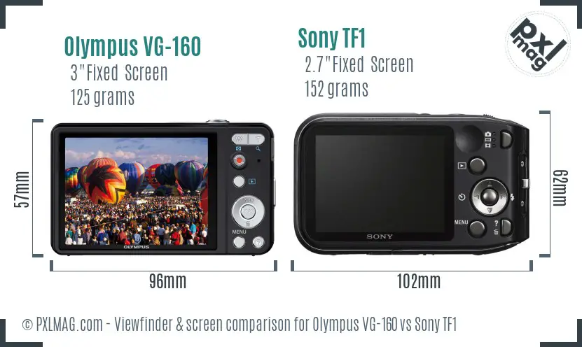 Olympus VG-160 vs Sony TF1 Screen and Viewfinder comparison