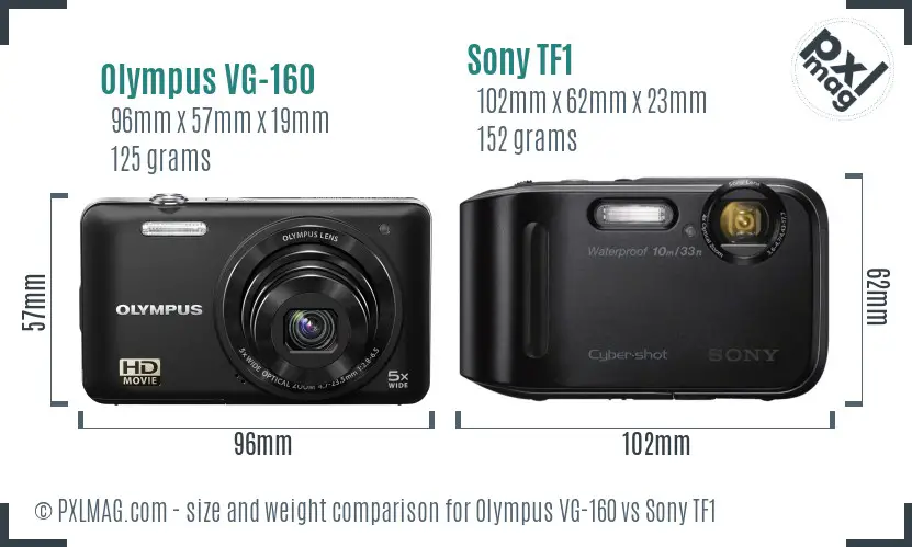 Olympus VG-160 vs Sony TF1 size comparison