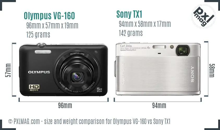 Olympus VG-160 vs Sony TX1 size comparison