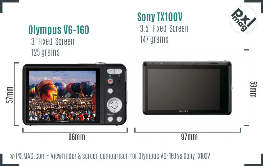 Olympus VG-160 vs Sony TX100V Screen and Viewfinder comparison