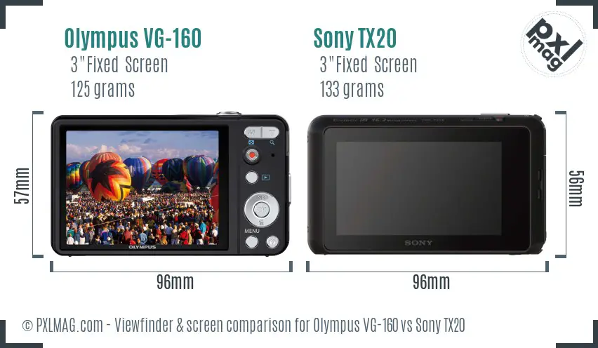 Olympus VG-160 vs Sony TX20 Screen and Viewfinder comparison