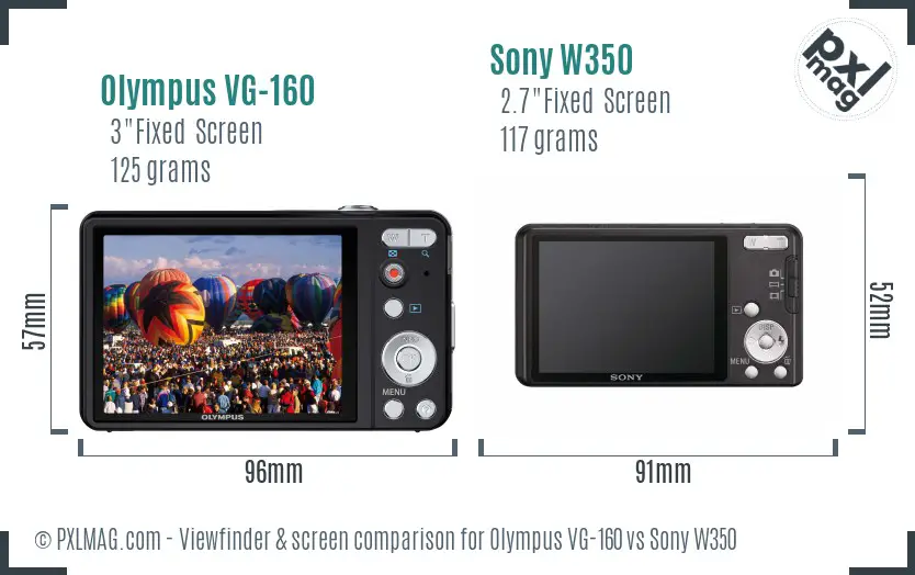 Olympus VG-160 vs Sony W350 Screen and Viewfinder comparison