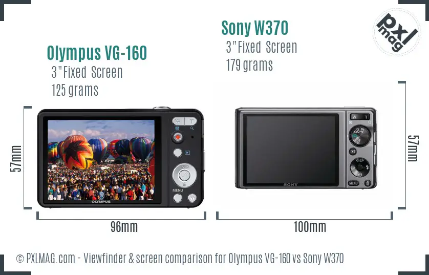 Olympus VG-160 vs Sony W370 Screen and Viewfinder comparison