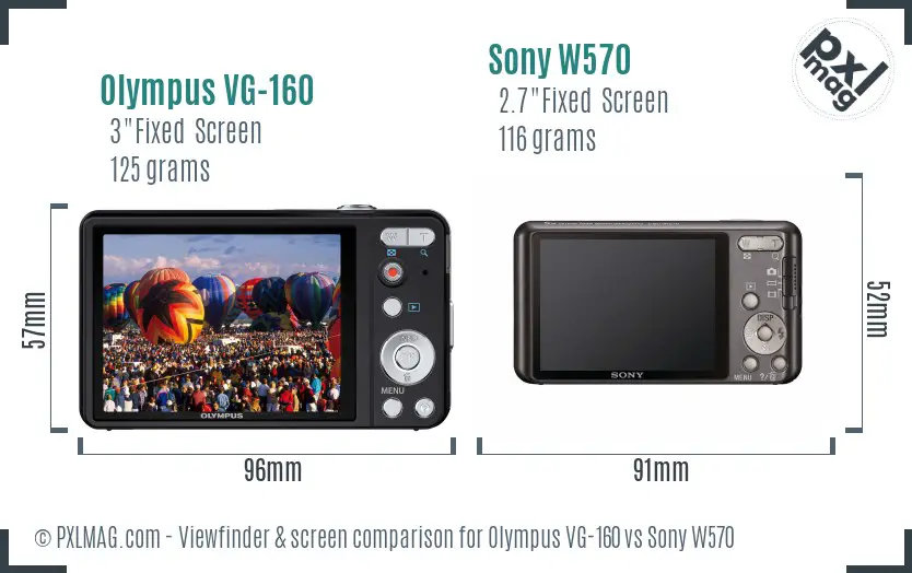 Olympus VG-160 vs Sony W570 Screen and Viewfinder comparison