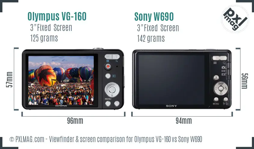 Olympus VG-160 vs Sony W690 Screen and Viewfinder comparison