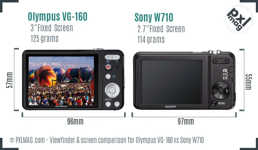 Olympus VG-160 vs Sony W710 Screen and Viewfinder comparison